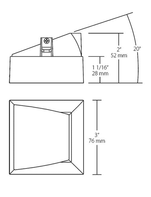 RAB NDTRIM3S20A-B-TL 3" New Construction Square Trimless Module, 20° Adjustable, Black Finish