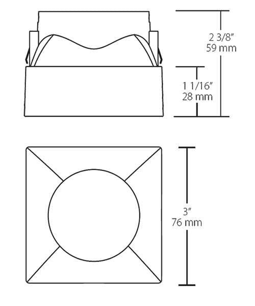 RAB NDTRIM3S50-M-TL 3" New Construction Square Trimless Module, 50° Downlight, Matte Silver Finish