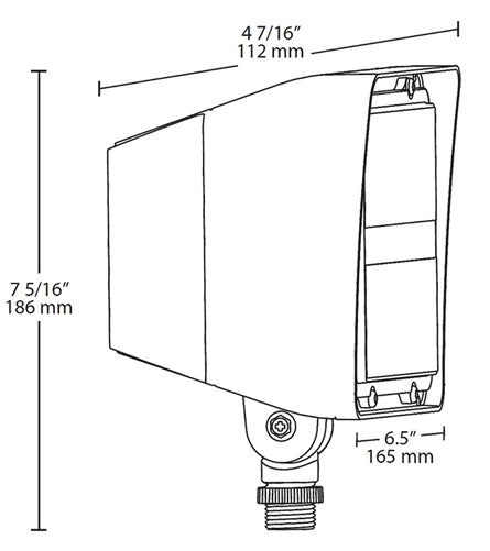 RAB PIP45N/D10/PCU 45W LED PIP Floodlight, 120-277V Button Photocell, 4000K (Neutral), 6181 Lumens, 75 CRI, 120-277V, 7H x 6V Beam Distribution, Dimmable, DLC Listed, Bronze Finish