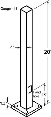 RAB PS4-11-20D2 Drilled Pole, 4" Shaft, 11 Gauge, 20 Feet Height, Bronze Finish