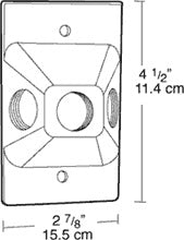 RAB R14-3B Rectangular Metal Cover, 3 Hole, Black