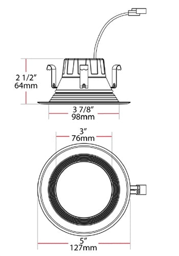 RAB R4R8830120WB 8W 4 inch LED Retrofit Downlight, 3000K, 849 Lumens, 80 CRI, With Baffle, White Finish