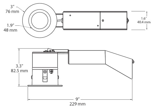 RAB RDLED2R8-WYN-TLB 2" Round Remodeler LED, 9W, 3500K, 655 Lumens, 82 CRI, Wall Washer, Trimless Look, TRIAC Compatible, Black Trim