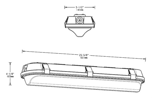 RAB SHARK2 25/20/15W 4' Linear LED Washdown, 3500/4000/5000K, No Photocell, Wet Location