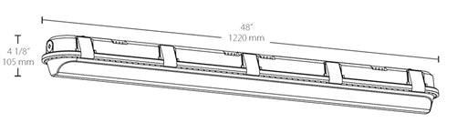 RAB SHARK4-36YW/D10 36W 4 foot SHARK Linear LED Washdown, No Photocell, 3000K (Warm), 4172 Lumens, 72 CRI, 120-277V, Dimmable, White Finish