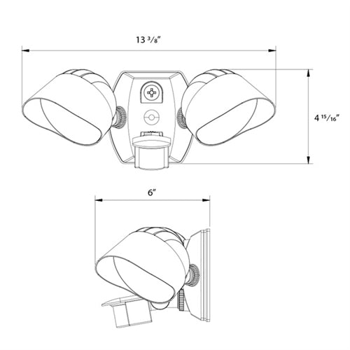 RAB SMSBULLET2X12A 24/18/12W Field-Adjustable LED Flood Light, Adjustable CCT 3000/4000/5000K, 120V, Motion Sensor, Photoelectric Control, Bronze