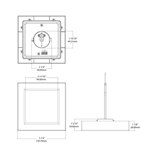 RAB SUMOFA-5S-10-9CCT-120-W LED Surface Mount Fixture Square, 2700K-5000K Color selectable, 650 Lumens, 90 CRI, White Finish
