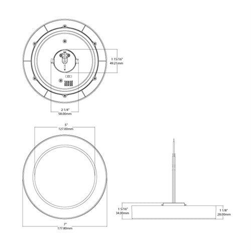 RAB SUMOFA-7R-12-95CCT-UNV-W LED Surface Mount Fixture Round, 2700K-5000K Color selectable, 1100 Lumens, 90 CRI, White Finish