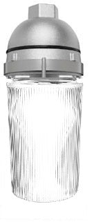 RAB VP100P-W Vaporproof 75W Incandescent Lamp 120V White Color - Clear Flat Bottom Prismatic Polycarbonate Globe, No Guard