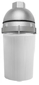 RAB VP200PW-S Vaporproof 100W Incandescent Lamp 120V Silver Color - With White Flat Bottom Prismatic Polycarbonate Globe, No Guard