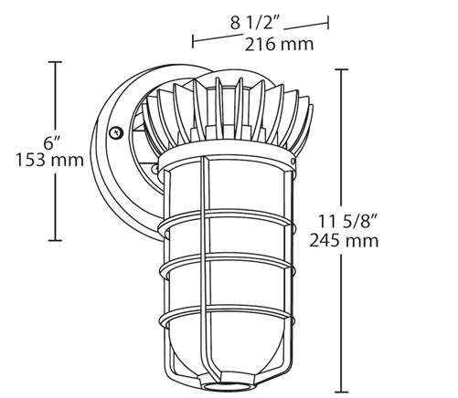 RAB VXBRLED13YDG/PCS 13W LED Vaporproof Wall Mount, 120V Swivel Photocell, 3000K (Warm), 507 Lumens, 86 CRI, Natural Finish
