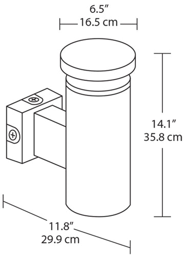RAB WBLEDR18NW/PCS 18W LED Round Wall Scone, 4000K Color Temperature (Neutral), 120V Swivel Photocell, White Finish
