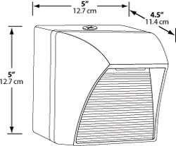 RAB WPLED5YW/PCS 5W Square LED Wallpack, 3000K (Warm), 120V Swivel Photocell, 128 Lumens, 88 CRI, 120V, Not DLC Listed, White Finish