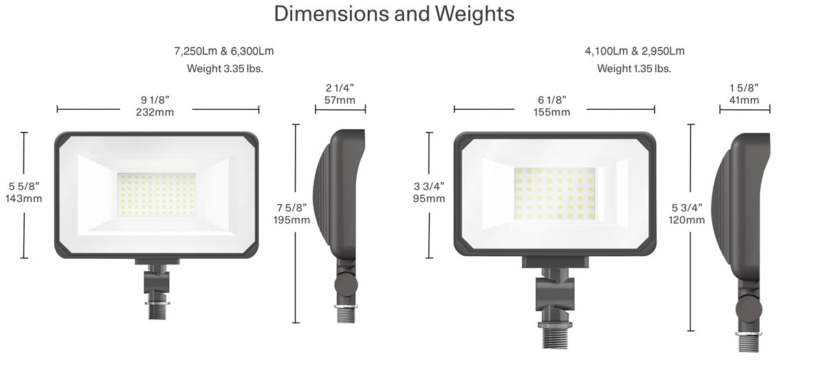 RAB X34-35L-840W/120 35W LED Floodlight, 4100 Lumens, Knuckle Mount, 4000K Color Temperature, 120V, White
