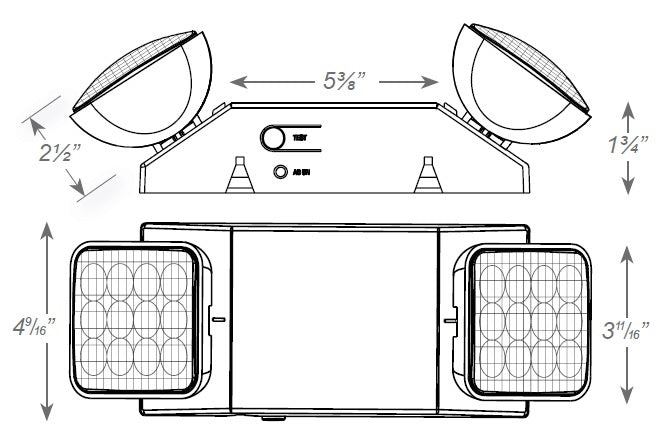 Sure Lites AP2SQLED 1.8W All Pro LED Emergency Light, Nickel Cadmium Battery, Two Square Heads