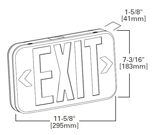 Sure Lites APX7RBK Thermoplastic LED Exit and Emergency Light, Nickel Cadmium Battery, Red Letters, Black Housing