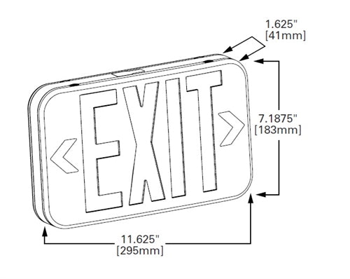 Sure Lites APX7RGBK LED Exit Sign Thermoplastic Housing with Selectable Red or Green Faces, Nickel Cadmium Battery, Black Housing