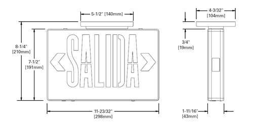 Sure Lites APX7RGSAL All-Pro LED Exit Sign with SALIDA Face, Red Green Selectable, AC Only, White Finish