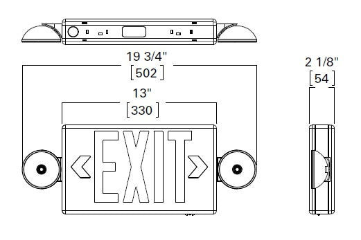 Sure Lites LPXC25R3 LED Polycarbonate Emergency Light Exit Sign Combo, 25 Feet Coverage, 3 Watts Remote Capacity, No Self-Diagnostics, White Housing