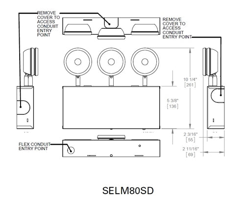 Sure Lites SELM80SD LED Emergency Light, Metal Housing, 80 Feet Spacing, Adjustable Optic with Self Diagnostics