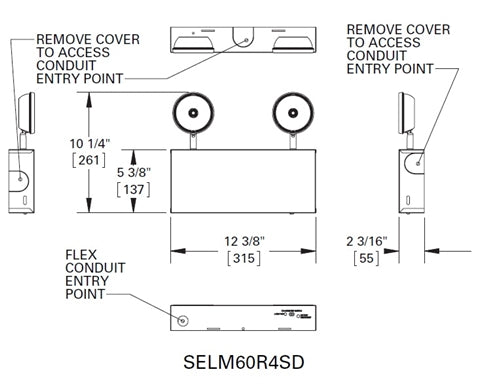Sure Lites SELMR13SD 13W LED Emergency Light, Metal Housing, No Spacing, Adjustable Optic with Self Diagnostics