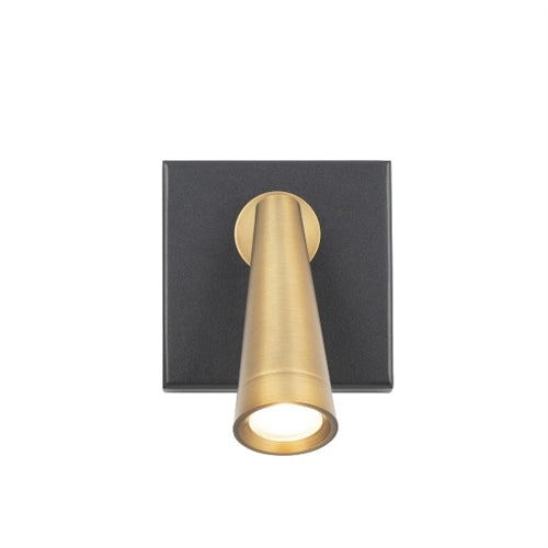 WAC Lighting BL-48007-BK/AB 9W 7" Arne Swing Arm LED Wall Sconce, 3000K Color Temperature, 90 CRI, 100-240 VAC, 168 Lumens, Black/Aged Brass