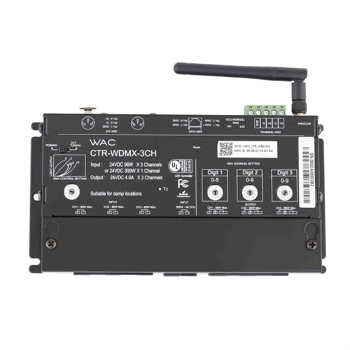 WAC CTR-WDMX-3CH 96W Wireless DMX LED Controller, 3 Channels X 24VDC