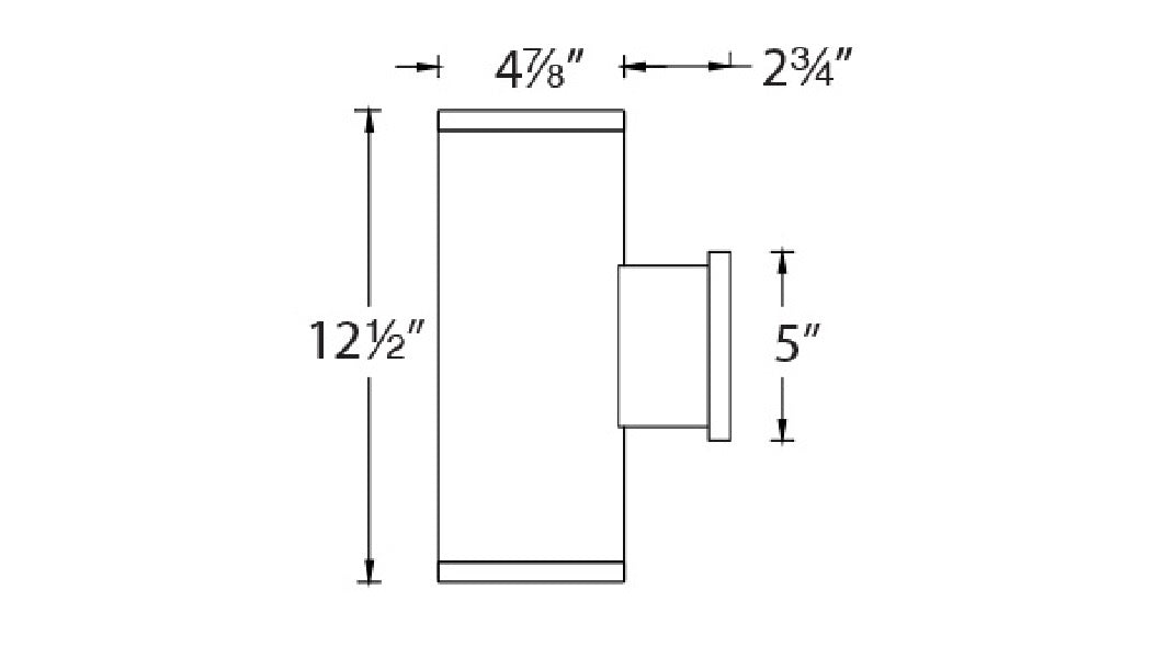 WAC Lighting DS-WD05-F927B-GH Tube Architectural 13" LED Outdoor Wall Sconce, Towards the Wall, 3000K Color Temperature, 85 CRI, Graphite