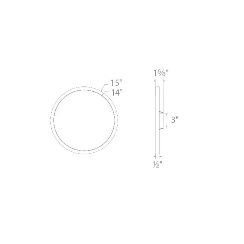 WAC Lighting FM-15RN-930-BZ 15" LED Round Ceiling and Wall Mount, 28W, 3000K Color Temperature, 90 CRI, 2550 Lumens, Bronze