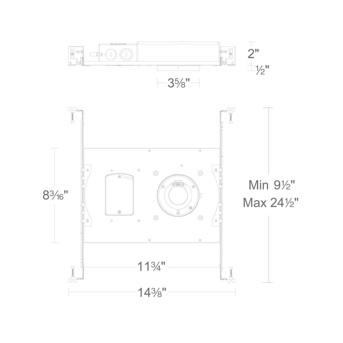 WAC HR-2LED-H13A 2" Extreme Shallow New Construction IC Rated Airtight Housing