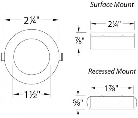 WAC Lighting HR-LED87-27-BN LED Round Button Light, 2700K, Brushed Nickel