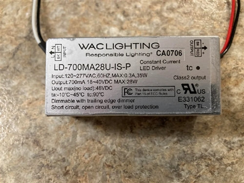 WAC LD-700MA28U-IS-P Driver for WS-85618 Vanities and Wall Sconce