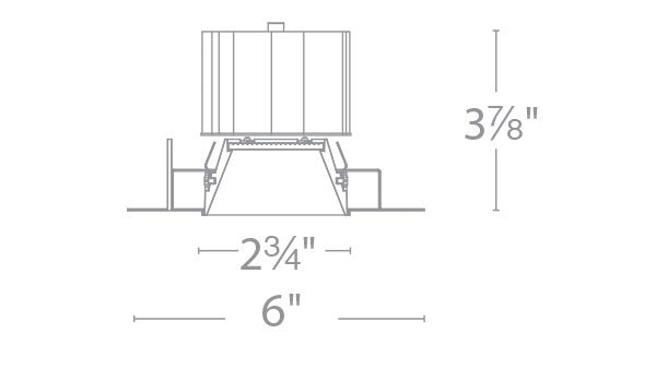 WAC R3ASDL-N840-HZ 3.5" Square Downlight, Wet Location, 25 Degree Beam Spread, 85 CRI, 4000K, Haze
