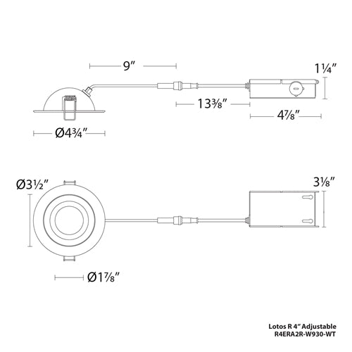 WAC R4ERA2R-W9CS-WT 4" Adjustable LED Downlight, 2700K/3000K/3500K/4000K/5000K, 740 Lumens, White