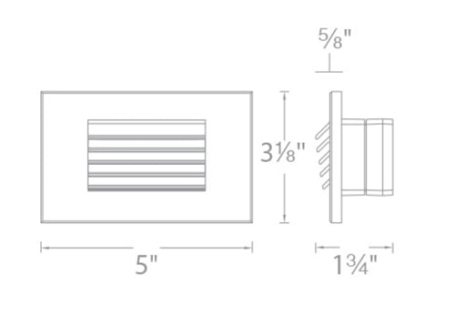 WAC Lighting WL-LED120-AM-BK 3.5W Horizontal Rectangle LED Step Light, 120V, Amber Light, Black on Aluminium