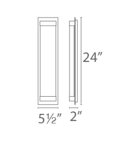 WAC Lighting WS-12724-PN 16W 24" Mythical Vertical LED Wall Sconce, 3000K Color Temperature, 90 CRI, 326 Lumens, Polished Nickel