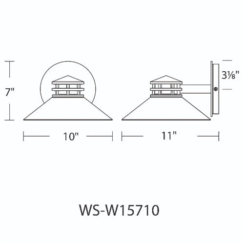 WAC Lighting WS-W15710-BZ 15W Sodor 10" LED Outdoor Wall Sconce, 3000K Color Temperature, 90 CRI, 560 Lumens, CA Title 24 Compliant