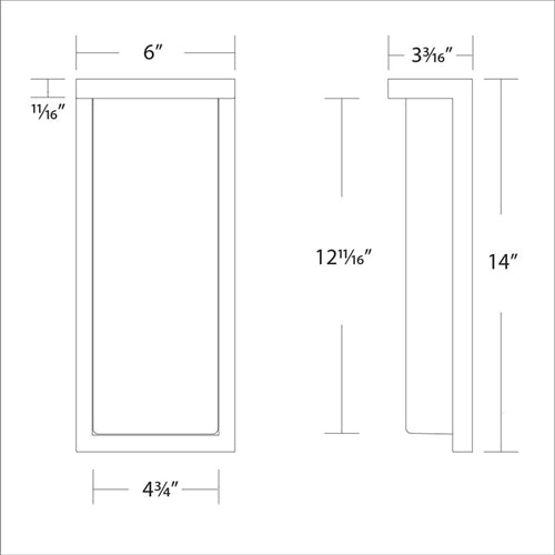 WAC WS-W190114-CS-BK 14" Vega Tall Outdoor Wall Sconce, Selectable CCT 2700K/3000K/3500K/4000K/5000K, 90 CRI, 1375 Lumens, Black