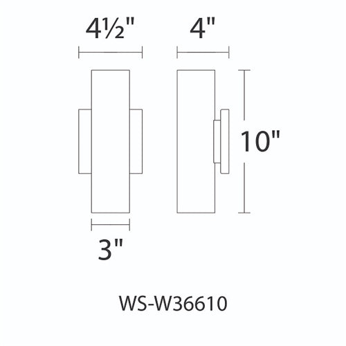 WAC Lighting WS-W36610-BZ 11W 10" Caliber Outdoor LED Wall Sconce, 3000K Color Temperature, 90 CRI, 735 Lumens, Bronze