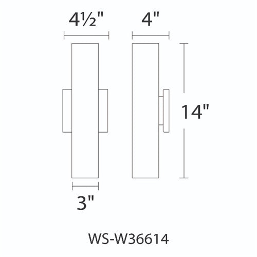 WAC Lighting WS-W36614-BZ 21W 14" Caliber Outdoor LED Wall Sconce, 3000K Color Temperature, 90 CRI, 1500 Lumens, Bronze