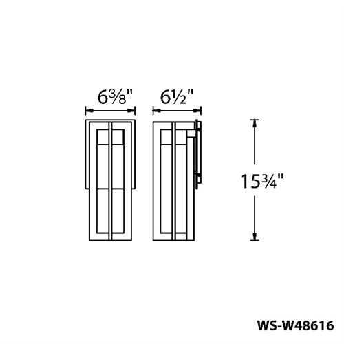 WAC Lighting WS-W48616-BZ 12W 16" Chamber Outdoor LED Wall Sconce, 3000K Color Temperature, 90 CRI, 1000 Lumens, Bronze