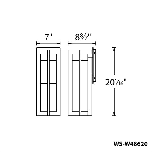 WAC Lighting WS-W48620-BZ 18W 20" Chamber Outdoor LED Wall Sconce, 3000K Color Temperature, 90 CRI, 1600 Lumens, Bronze