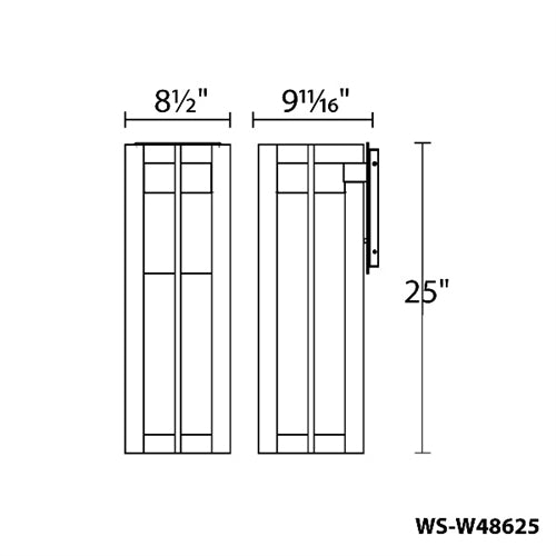 WAC Lighting WS-W48625-BZ 22W 25" Chamber Outdoor LED Wall Sconce, 3000K Color Temperature, 90 CRI, 1800 Lumens, Bronze