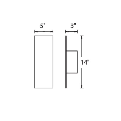 WAC Lighting WS-W54614-BZ 11W 14" Icon LED Outdoor Wall Sconce, 3000K Color Temperature, 90 CRI, Bronze