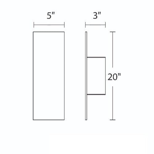 WAC Lighting WS-W54620-AL 11W 20" Icon LED Outdoor Wall Sconce, 3000K Color Temperature, 90 CRI, Brushed Aluminum