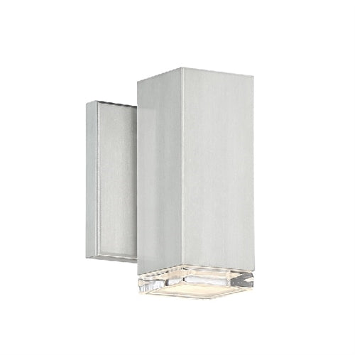 WAC Lighting WS-W61806-AL 9W 6" Block LED Outdoor Wall Sconce, 3000K Color Temperature, 90 CRI, Brushed Aluminum