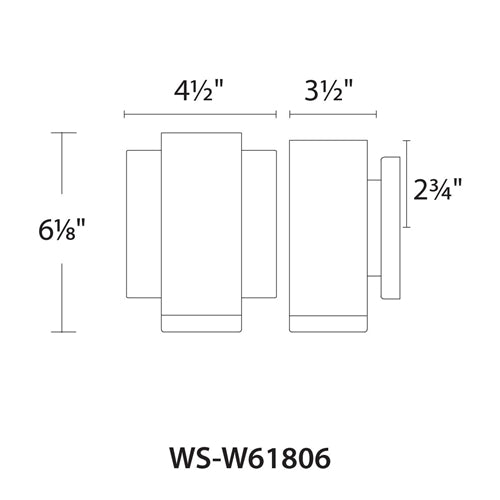 WAC Lighting WS-W61806-BK 9W 6" Block LED Outdoor Wall Sconce, 3000K Color Temperature, 90 CRI, Black