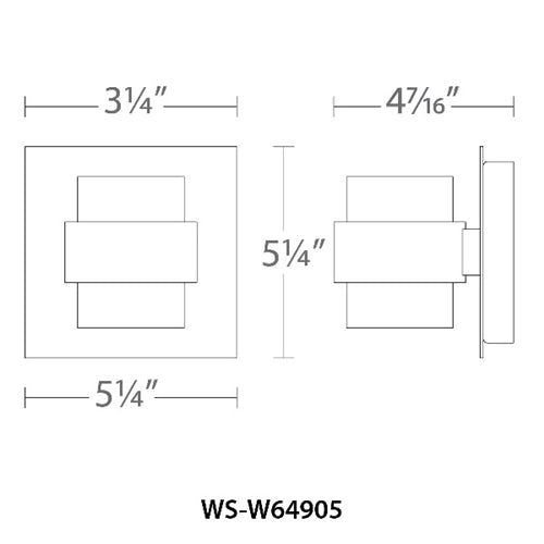 WAC Lighting WS-W64905-AL 6.4W 5" Barrel LED Outdoor Wall Sconce, 3000K Color Temperature, 90 CRI, Brushed Aluminum