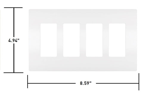 Wattstopper RWP264GRY Radiant 4-Gang Screwless Wallplate, Gray
