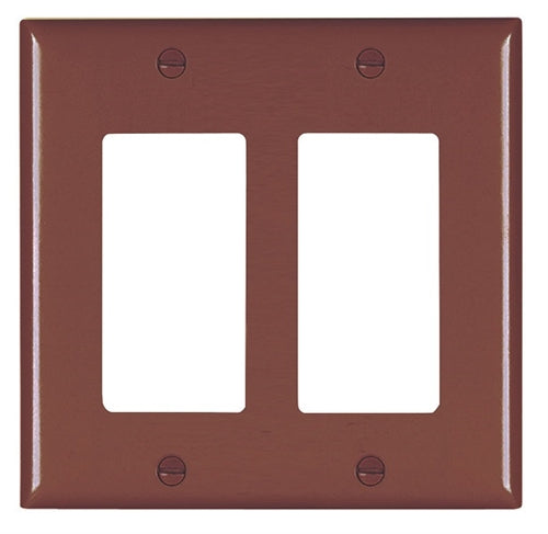 Wattstopper TP262 Thermoplastic 2-Gang Decorator Wall Plate, Brown